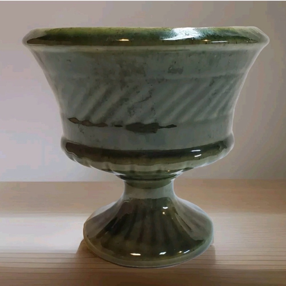 Vintage Haeger Ceramic Pottery Planter Urn Pedestal Vase Green MCM Decor USA